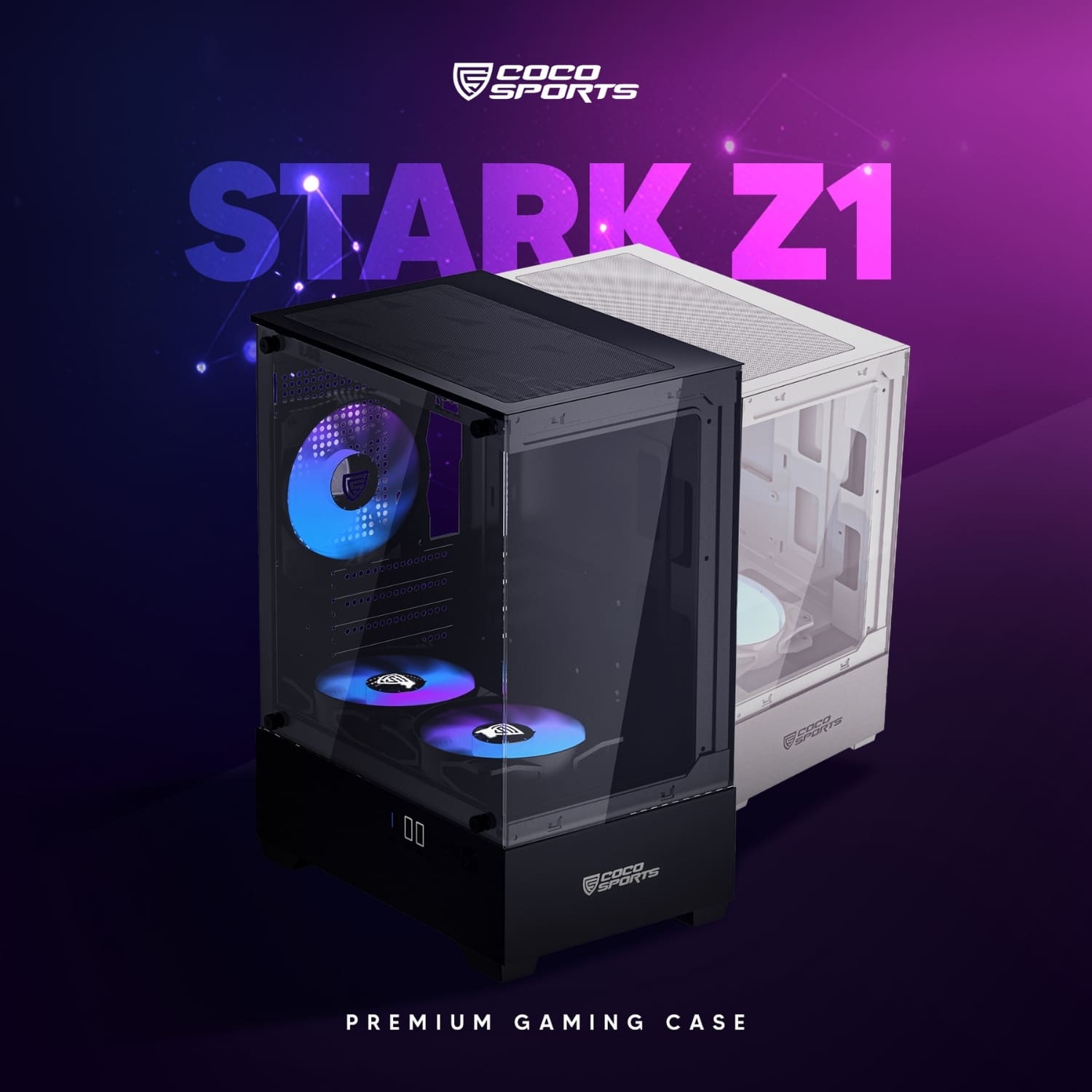 Z1 Stark 7-Side Tempered Glass Case with 4x Pre-Loaded RGB Fans