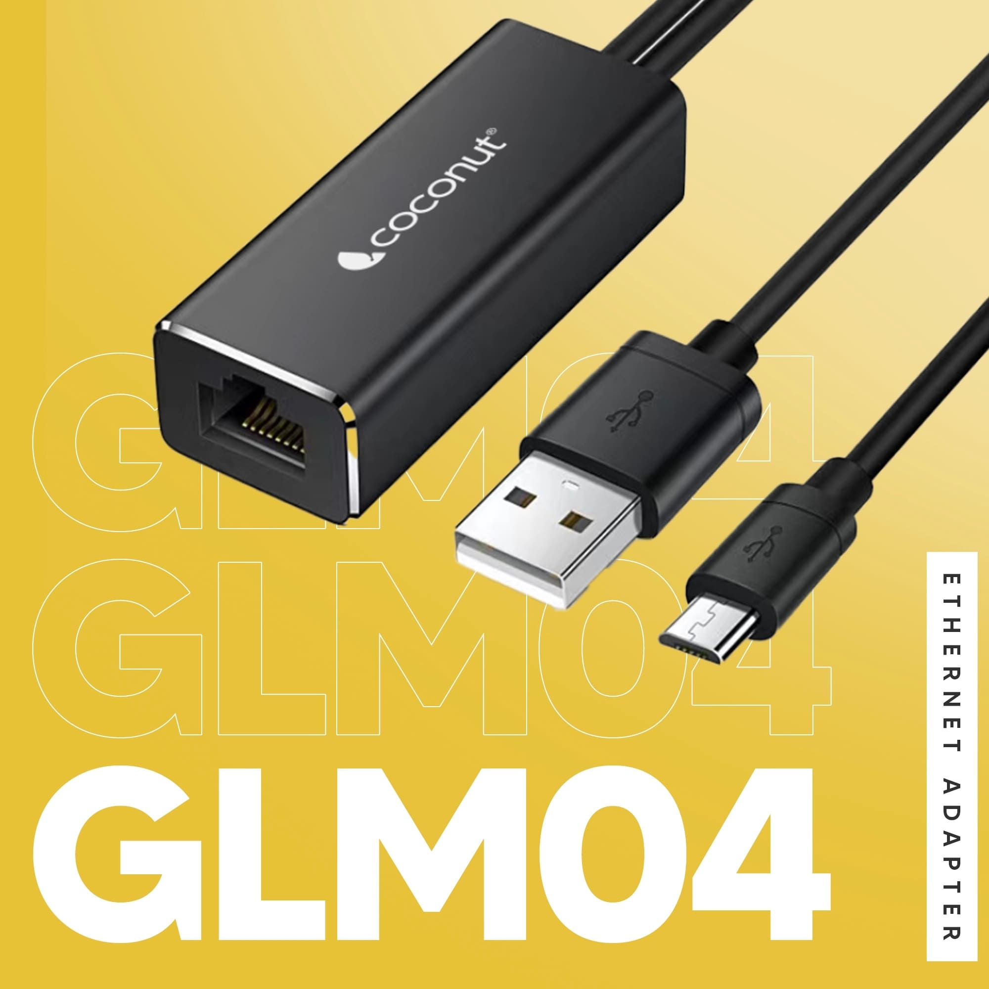 GLM04 USB/MicroUSB Ethernet Adapter for fast internet connectivity