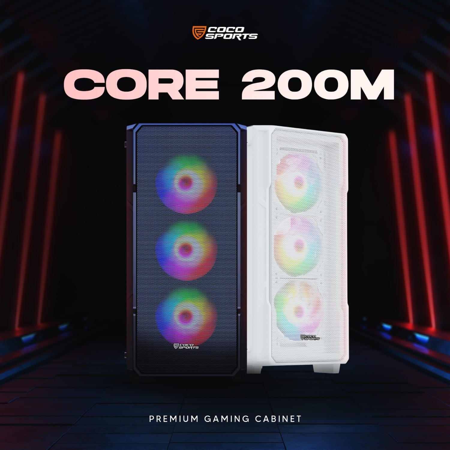 Core 200M Gaming Cabinet, Mid ATX - Black & White