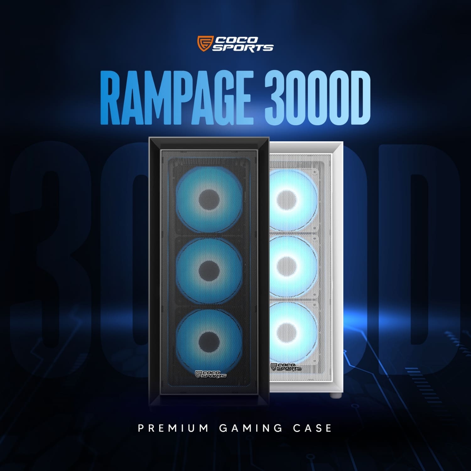 Rampage 3000D EATX Gaming Cabinet in black for high-performance builds