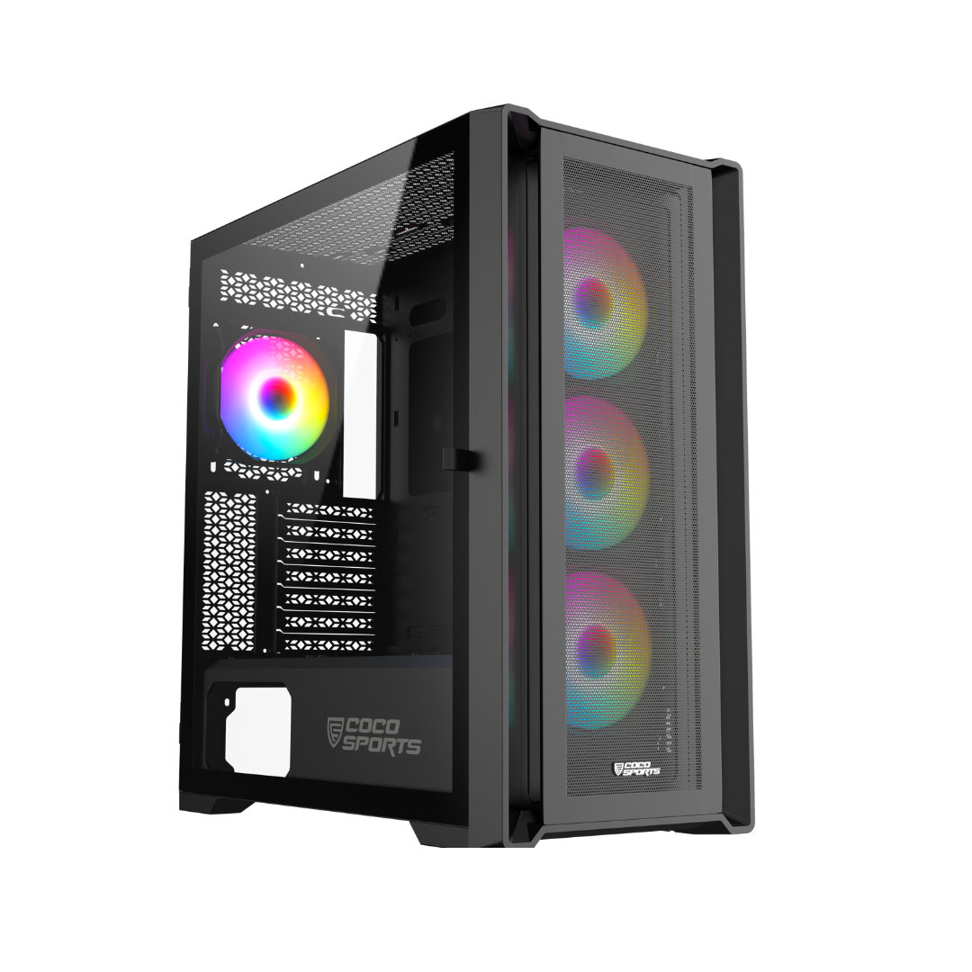 Core 500M Gaming Cabinet, Mid ATX, Black for PC builds